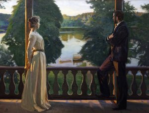 Nordic summer evening by Richard Bergh Oil Painting