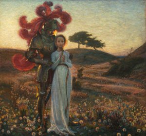 The Knight and the Maiden by Richard Bergh Oil Painting