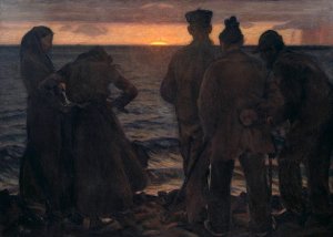 The Old People by the Beach by Richard Bergh Oil Painting