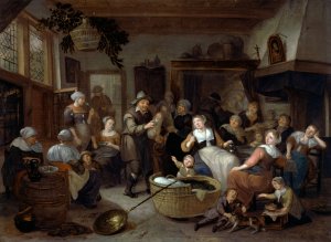 Celebration of a Birth by Richard Brakenburgh Oil Painting