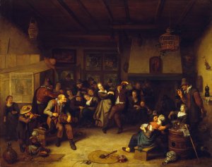 Dance in a Cottage by Richard Brakenburgh Oil Painting