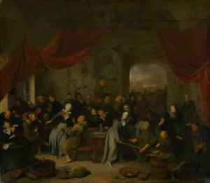 Monk's Entertainment in a Roman Cloister by Richard Brakenburgh Oil Painting