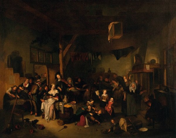 Tavern Scene  by Richard Brakenburgh - Hand-Painted Oil Painting Reproduction