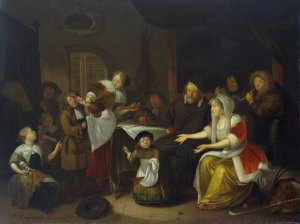 The Feast of St Nicholas by Richard Brakenburgh Oil Painting