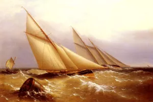 A Schooner and Cutter Yacht Rounding a Buoy by Richard Brydges Beechey - Oil Painting Reproduction