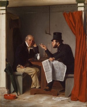 Politics in an Oyster House by Richard Caton Woodville Oil Painting