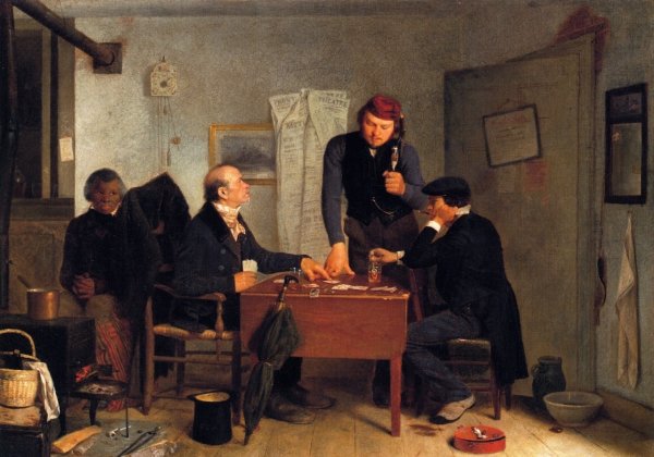 The Card Players by Richard Caton Woodville - Hand-Painted Oil Painting Reproduction