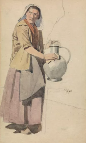 Portrait of a Woman with a Pitcher by Richard Dadd Oil Painting