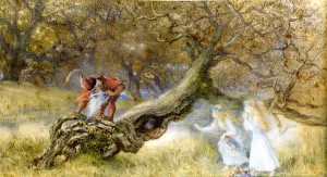 Snow White and Rose Red Oil painting by Richard Doyle