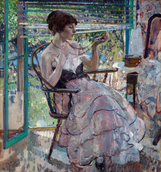 Main Product Photo of The Necklace  Painting by Richard E. Miller