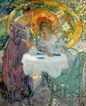 Afternoon Tea by Richard Emile Miller Oil Painting