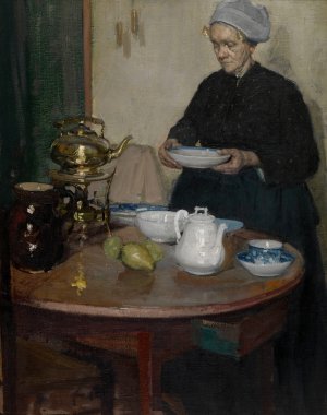 Woman at the Coffee Table by Richard Emile Miller Oil Painting