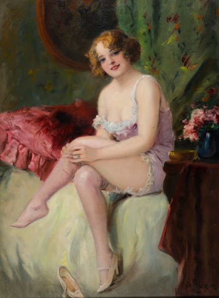 Main Product Photo of Dame im Boudoir Painting by Richard Geiger