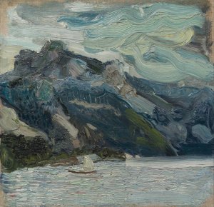 Lake Traun with Mountain Sleeping Greek Woman by Richard Gerstl Oil Painting