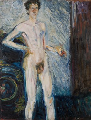 Nude Self-Portrait with Palette by Richard Gerstl Oil Painting