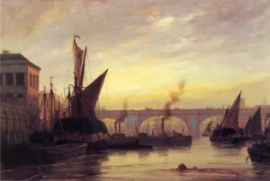 Shipping on the Thames Oil painting by Richard Henry Nibbs