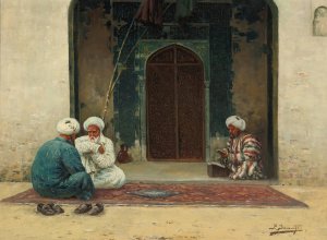Before The Mosque by Richard Karlovich Zommer Oil Painting