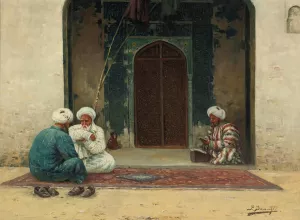 Before The Mosque by Richard Karlovich Zommer Oil Painting