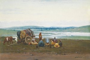 The Encampment by Richard Karlovich Zommer Oil Painting