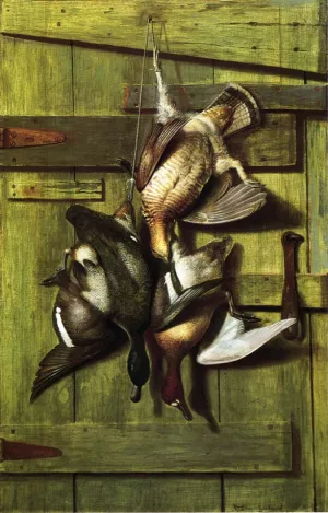 Game Hanging on a Cabin Door by Richard Labarre Goodwin Game Hanging on a Cabin Door by Richard Labarre Goodwin Oil Painting