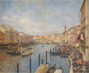 View of Venice During Carnival by Richard Lipps Oil Painting