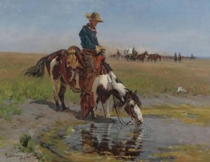 At The Watering Hole by Richard Lorenz Oil Painting