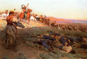 The Last Glow of a Passing Nation (also known as Custer's Last Stand) by Richard Lorenz - Oil Painting Reproduction