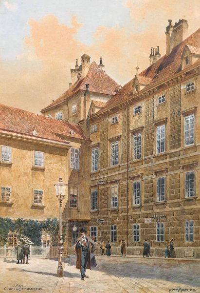 Eingang zur Schauflergasse Wien  by Richard Moser - Hand-Painted Oil Painting Reproduction