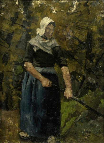 A Peasant Woman with a Stick  by Richard Nicolaus Roland Holst - Hand-Painted Oil Painting Reproduction