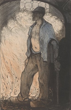 Arbeider bij een vuur 2 by Richard Nicolaus Roland Holst Oil Painting