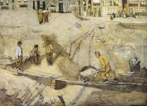 Building Site in Amsterdam by Richard Nicolaus Roland Holst Oil Painting