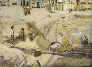 Building Site in Amsterdam by Richard Nicolaus Roland Holst Oil Painting