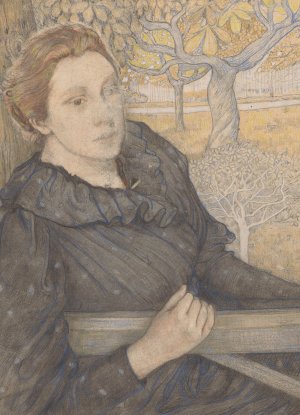 Henriette van der Schalk in een tuin te Noordwijk by Richard Nicolaus Roland Holst Oil Painting