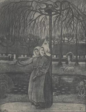 Huizer meisjes bij een vijver by Richard Nicolaus Roland Holst Huizer meisjes bij een vijver by Richard Nicolaus Roland Holst Oil Painting