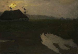 Landscape by Moonlight by Richard Nicolaus Roland Holst Oil Painting