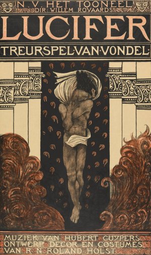 Lucifer Treurspel van Vondel. N.V.Het Tooneel dir; Willem Royaards, Muziek van Hubert Cuypers, Ontwerp Decor en Costumes van R N Roland by Richard Nicolaus Roland Holst Oil Painting