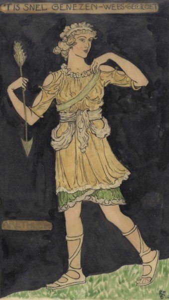 Ontwerp voor kostuum voor Arethusa  by Richard Nicolaus Roland Holst - Hand-Painted Oil Painting Reproduction