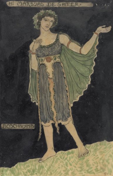 Ontwerp voor kostuum voor Boschnymph  by Richard Nicolaus Roland Holst - Hand-Painted Oil Painting Reproduction