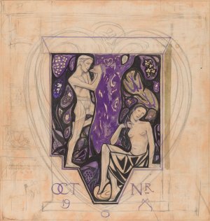 Ontwerp voor omslag Houtsnijdersnummer van Wendingen by Richard Nicolaus Roland Holst Oil Painting
