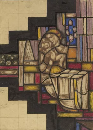 Ontwerp voor raam in het Nederlands Paviljoen op de tentoonstelling Arts Decoratifs te Parijs, 1925 Oil painting by Richard Nicolaus Roland Holst