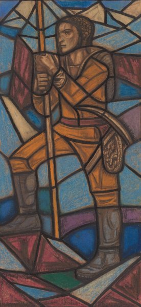 Ontwerp voor raam in het Nederlands Paviljoen op de tentoonstelling Arts Decoratifs te Parijs, 1925 by Richard Nicolaus Roland Holst Oil Painting