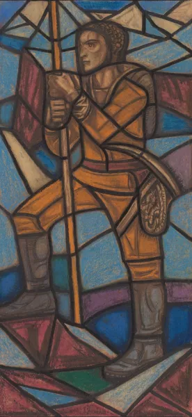 Ontwerp voor raam in het Nederlands Paviljoen op de tentoonstelling Arts Decoratifs te Parijs, 1925 by Richard Nicolaus Roland Holst Oil Painting