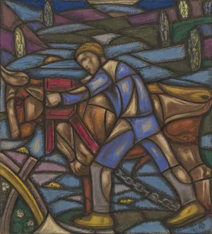 Ontwerp voor raam in het Nederlands Paviljoen op de tentoonstelling Arts Decoratifs te Parijs, 1925 by Richard Nicolaus Roland Holst Oil Painting