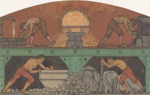 Ontwerp voor schildering in de beurs van Berlage; De Industrie by Richard Nicolaus Roland Holst Oil Painting