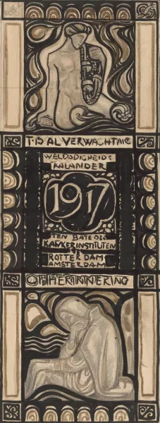 Ontwerp voor Weldadigheidskalender voor 1917 by Richard Nicolaus Roland Holst Oil Painting