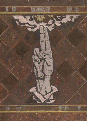Zwerende hand; ontwerp voor figuur van de marmerdecoratie in de Hoge Raad te Den Haag by Richard Nicolaus Roland Holst Oil Painting
