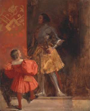 A Knight and Page by Richard Parkes Bonington Oil Painting