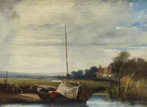 A River in Normandy Oil painting by Richard Parkes Bonington