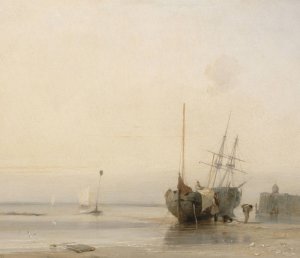 Calais Jetty, France by Richard Parkes Bonington Oil Painting