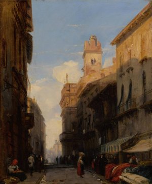 Corso Sant'Anastasia, Verona by Richard Parkes Bonington Oil Painting